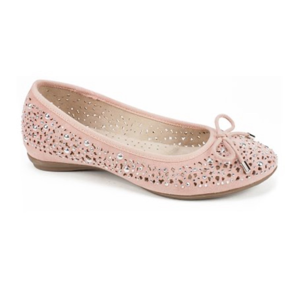 New Myriam flats by Cliffs suede sparkle stud pale pink